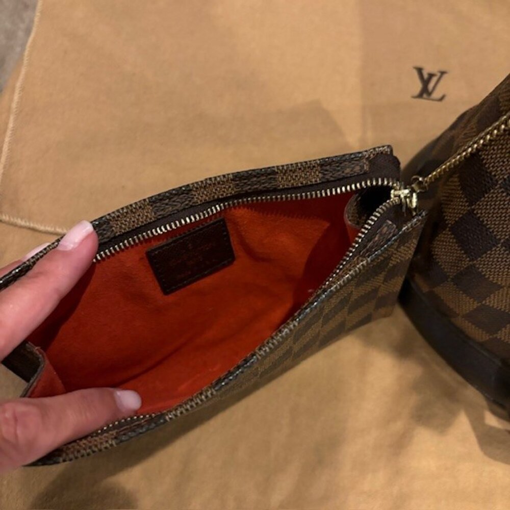 Louis Vuitton Marais Bucket Bag with Pouch Damier Ebene Shoulder Tote Purse Zip